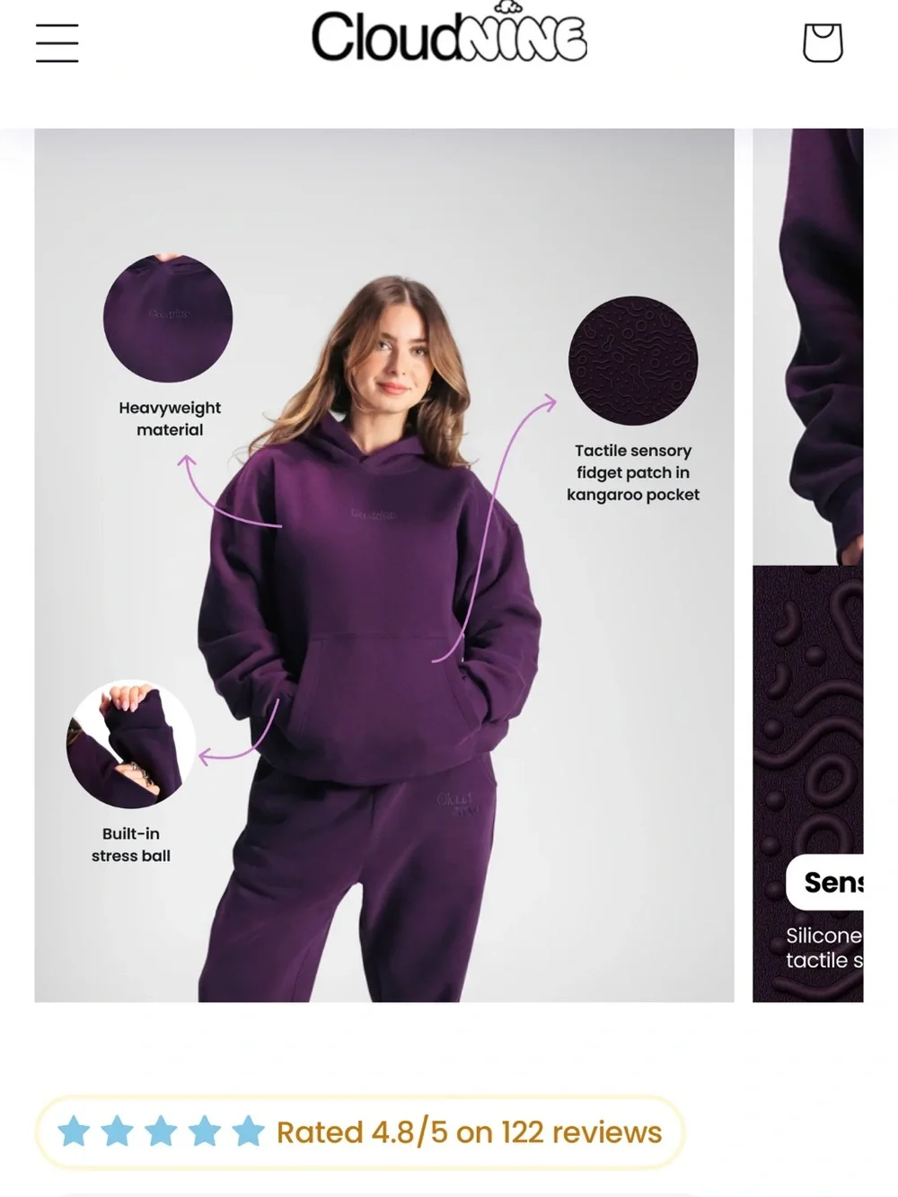 Cloudnine matching set Set with fidgets grounding hoodie